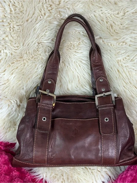 Vera Pelle Chestnut Brown Leather Shoulder Bag