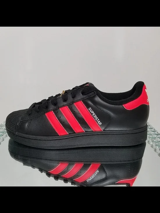 Unisex Adidas Superstar 2 Black Red Leather Sneakers Men’s 11.5