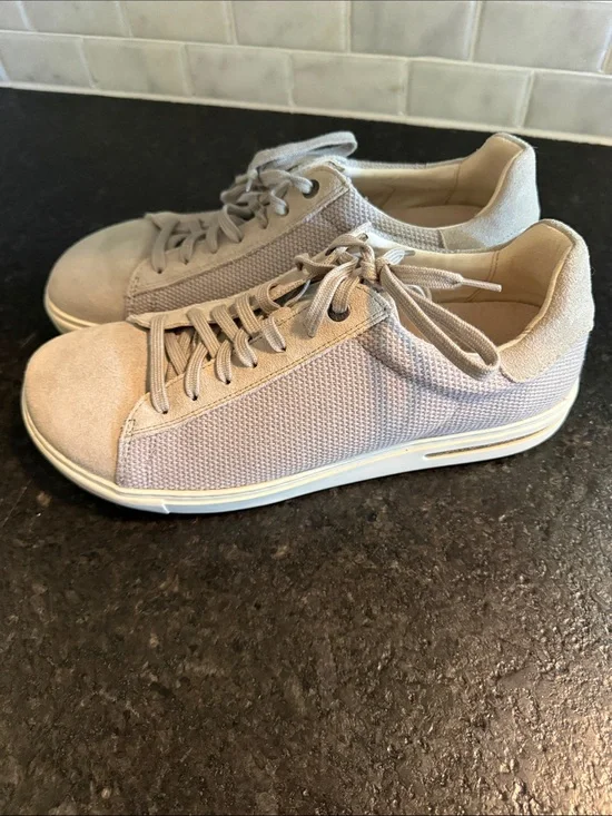 Birkenstock Light Gray Suede & Knit Sneakers