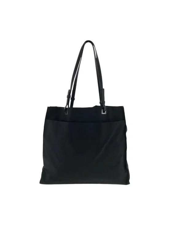 Prada Tessuto Black Silver Nylon Leather Tote Shoulder