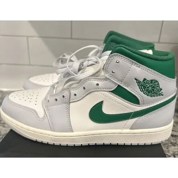 Nike Air Jordan 1 Mid Summit White Pine Green Lucky US SZ 10 Men's DQ8426-142