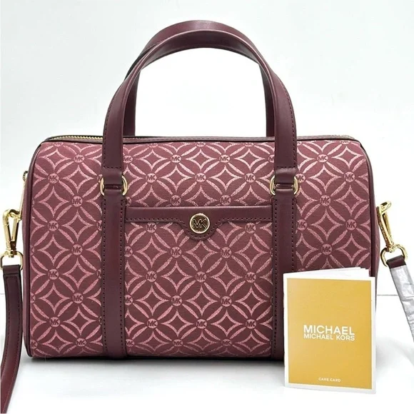 MICHAEL KORS JST TRAVEL MEDIUM DUFFLE SATCHEL SHOULDER CROSSBODY BAG MK OXBLOOD
