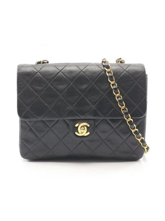 Chanel Shoulder Bag Mini Quilted 20 Black Lambskin