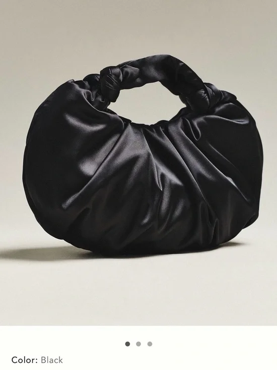 NWT new Anthropologie slouchy satin knotted bag Black teensy imperfection