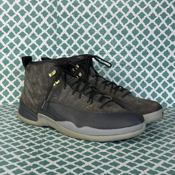 Nike Air Jordan‎ 12 Retro Dark Grey 2017 130690-005 Triple Grey Gold DS Size 15