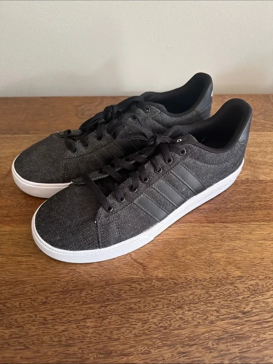 Adidas Daily 2.0 Black Denim Sneakers Men’s Size 10 Casual Shoes DB0284