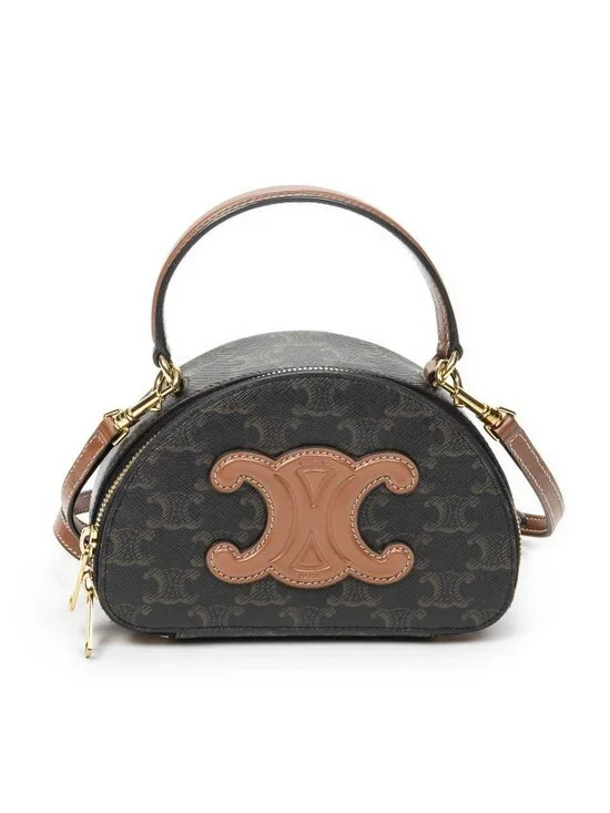 Celine Triomphe Half Moon Case Shoulder Bag Brown Canvas