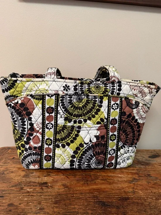 Retired Vera Bradley Villager Tote in “Cocoa Moss”