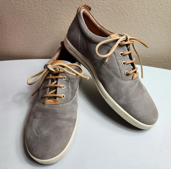 ECCO Mens |US9/EU42| Gray Nubuck Perforated Eisner Retro Shoes