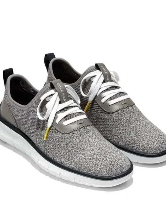 Cole Haan Gray Knit Lace-Up Sneakers with White Soles