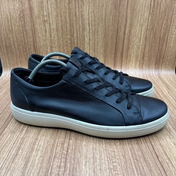 ECCO Soft 7 City Sneakers Black Mens 11-11.5 Leather‎ Low Top 47036401001
