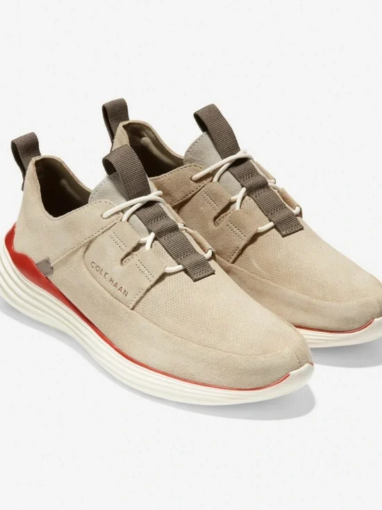 Cole Haan Men's Grandsport Apron Toe sneakers in sesame suede colorway 13
