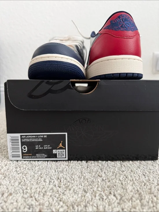 Nike Air Jordan Low SE in Navy, Red, and Cream
