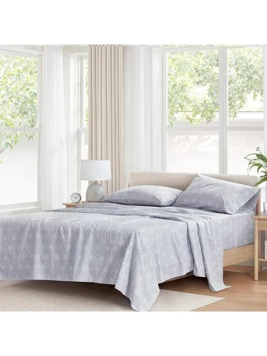 Cozy 100% Cotton Twin Sheet Set, Breathable & Lightweight, Fits Up to 14
