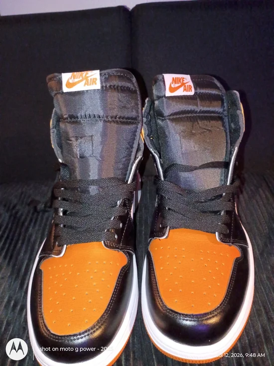 Nike Jordan 1s Air High-Top Sneakers in Black & Orange