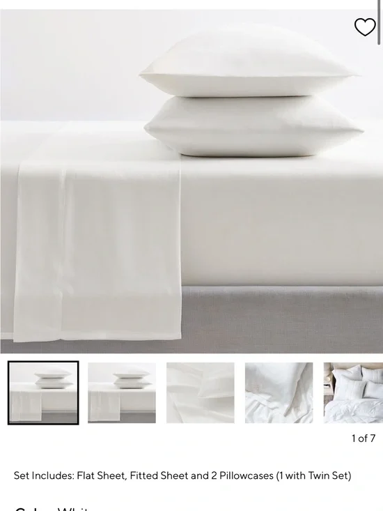 Pottery Barn Tencel White Sheet Set - 4 Piece (Flat, Fitted, 2 Pillowcases)