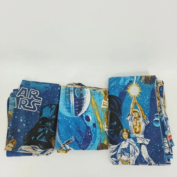 Star Wars Vintage 1977 Bibb Twin Bed Set 3pc Flat & Fitted Sheet 1 Pillowcase