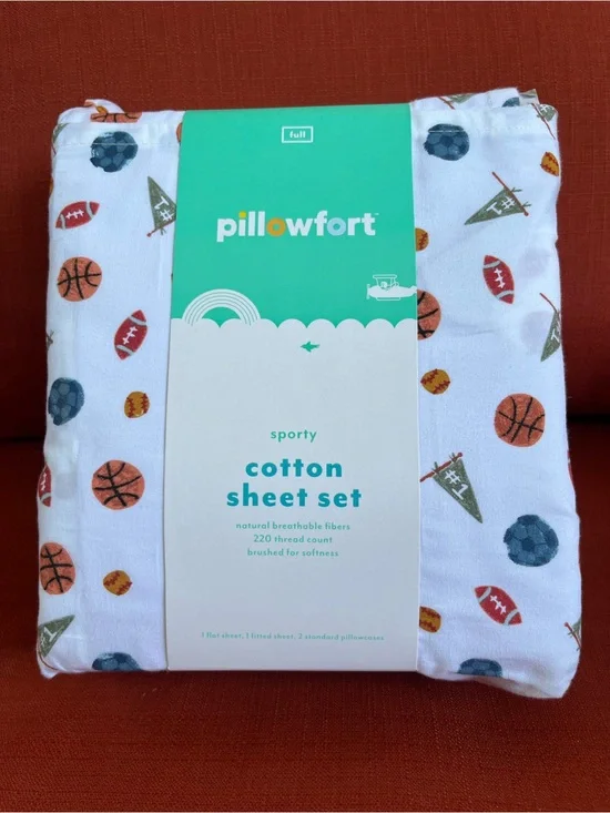 NWT Pillowfort Boys Full Sporty Cotton Sheet Set