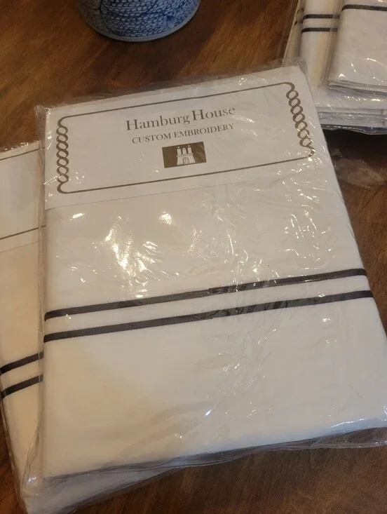 Hamburg House Custom Embroidery Flat Sheet KING Egyptian Cotton