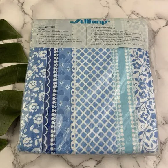 St Marys Vintage 70s Joe Namath Super Styles Double Fitted Sheet Blue New
