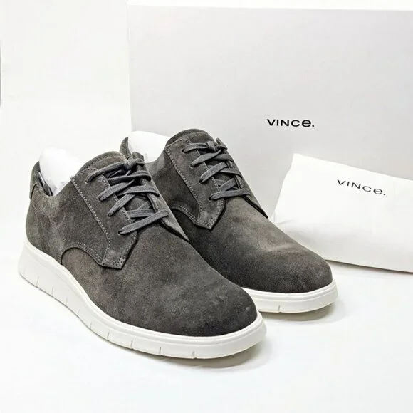 Vince Men's Stephen Low-Top Sneakers Graphite Suede Size 9 (MSRP $225)