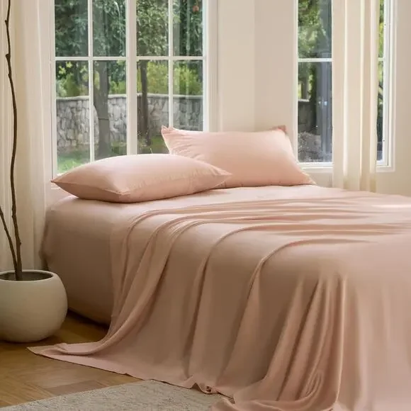 NWT Sijo DOZ Bamboo Sheet Set 3 PC 2 Pillowcases Fitted Sheet Blush Pink Full