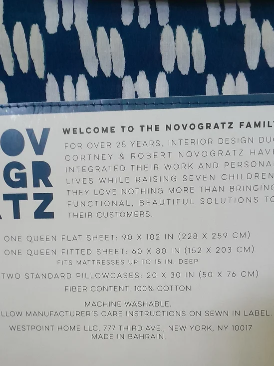 Brand New Novogratz by Utica Queen Size Sheet Set Petite Painted Check