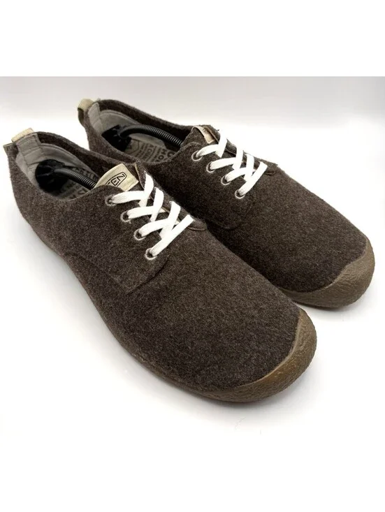 Keen Mossy Derby Shoes Men Sz 12/46 Brown Felt Wool Comfort Casual Walking