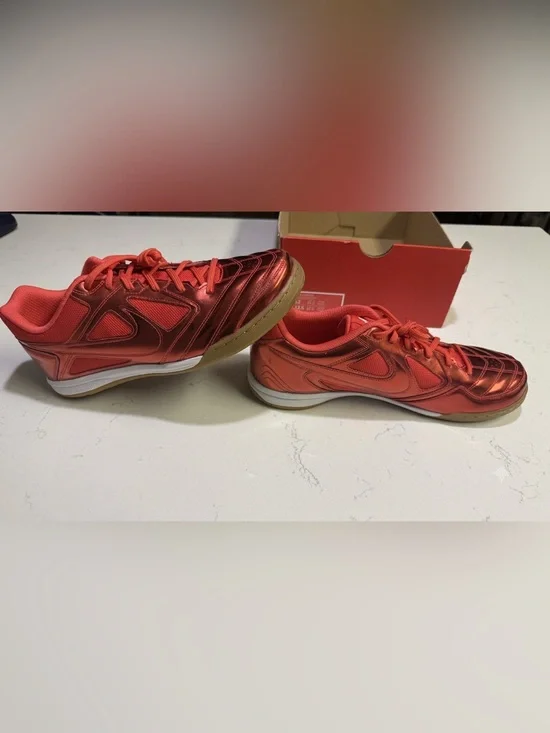 Nike Men’s Indoor Soccer Shoes in Metallic Red and Gum