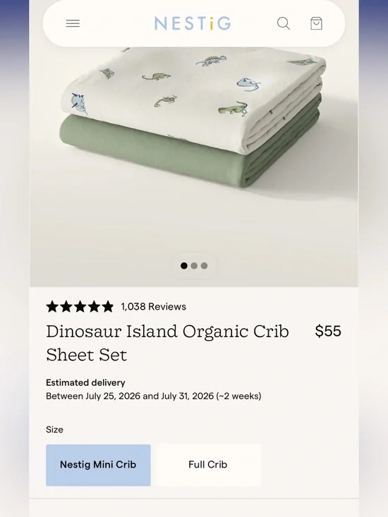 NESTIG mini crib sheets NWT