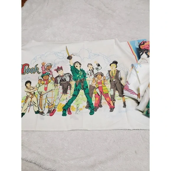 Vintage Hook Movie Peter Pan Retro Twin Bedding Flat Fitted Sheet Pillowcase Set