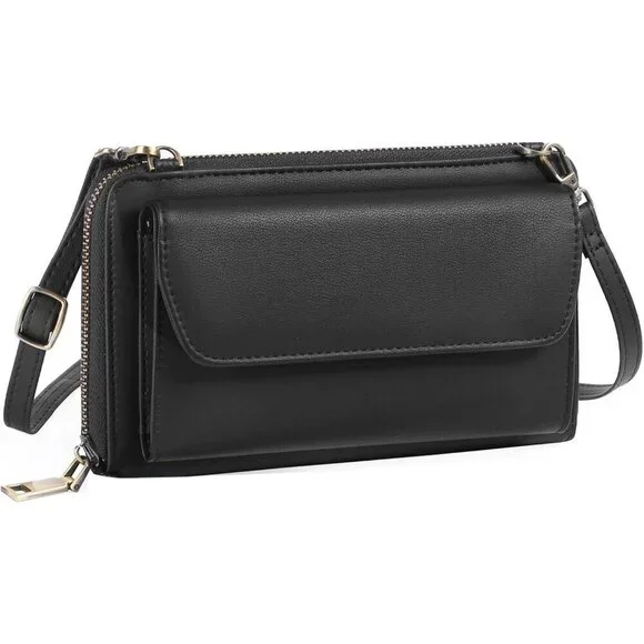 Women Z01 Black Phone Purse Crossbody Bags for Small Travel Wallet Touch Screen