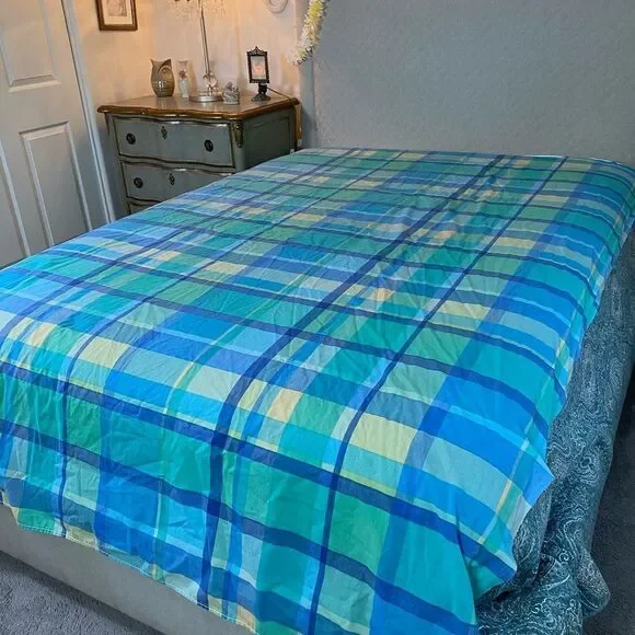 Wamsutta Blue and Green Plaid Bedding Sheet