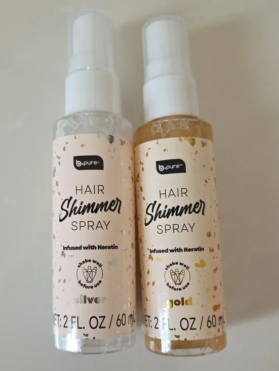 (New Lot Of 2) B.Pure Hair Shimmer Spray - Silver and Gold