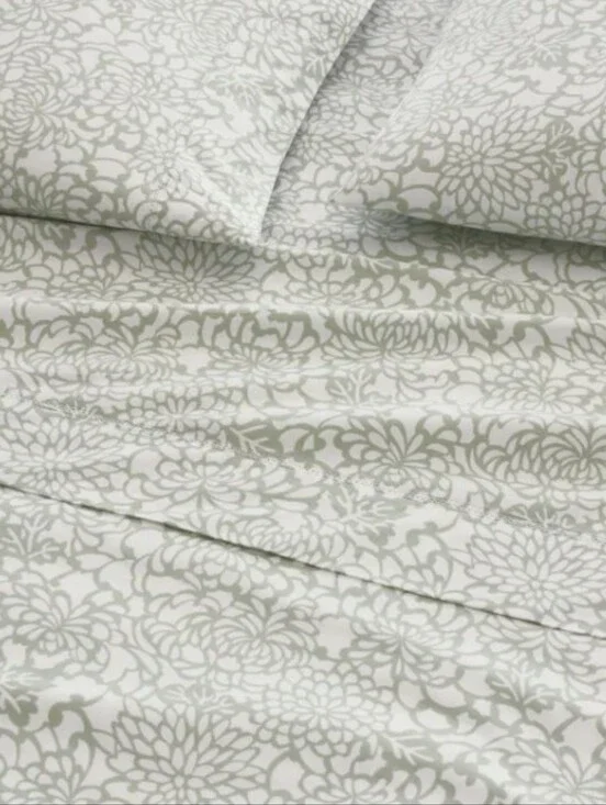 Mums Hemstitched Pima Cotton King Percale Flat + Fitted Sheets