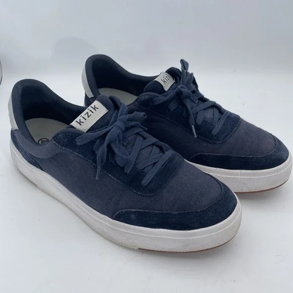 Kizik The Prague Sneakers Mens 11.5 Black Suede & Canvas Hands Free Casual Shoes