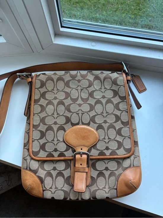 Vintage Y2K Coach Signature Canvas Crossbody Messenger Bag 6078