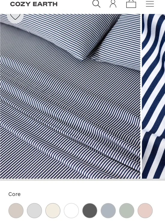 Cozy Earth NWT Luxury flat sheet. Navy and White Bamboo Sheet Set