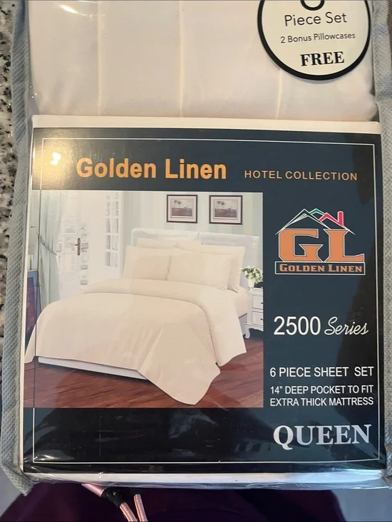Queen 2500 Series Cream 6-Piece Sheet Set