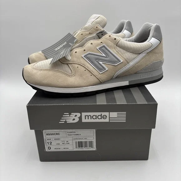New Balance 996 Men 12 Shoes Made in USA Tan Beige Sneakers M996CRC NEW With BOX