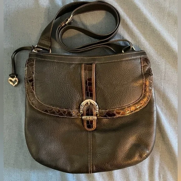 Brighton Leather Shoulder Bag, Chocolate Brown, EUC
