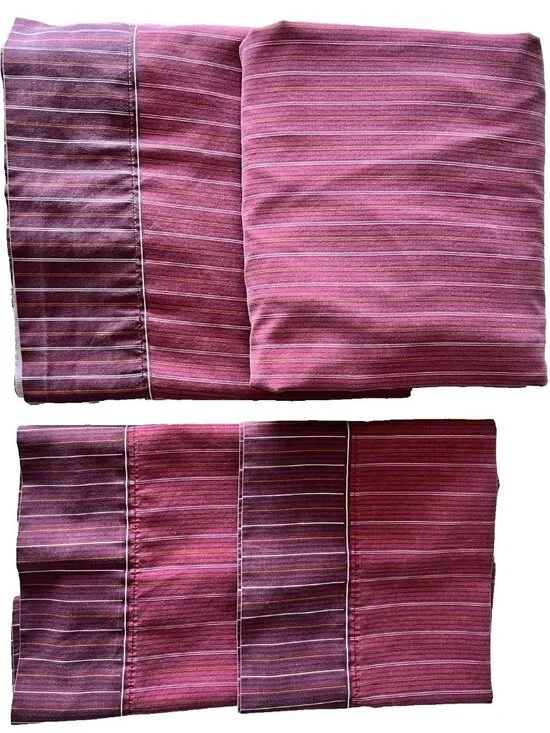 4 Pc QUEEN Sheet Set Stripe Burgundy Pinstripe West Point Stevens Made in USA