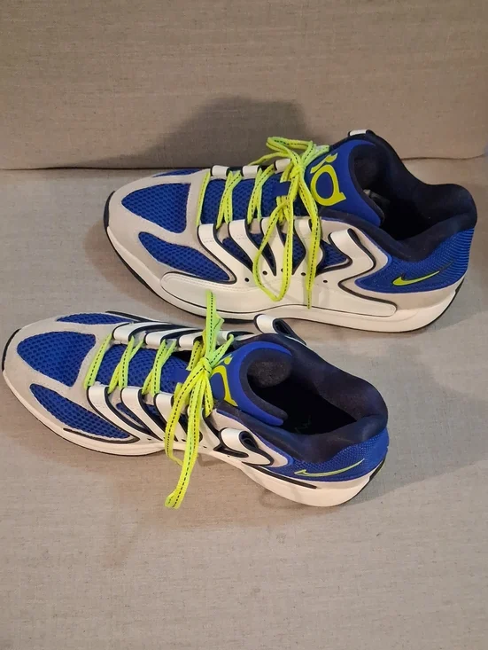 Nike Blue and Volt Low-Top Athletic Sneakers