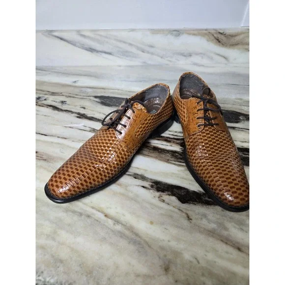Stacy Adams Anaconda Madison‎ Tan Leather Dress Shoes Mens Size 9