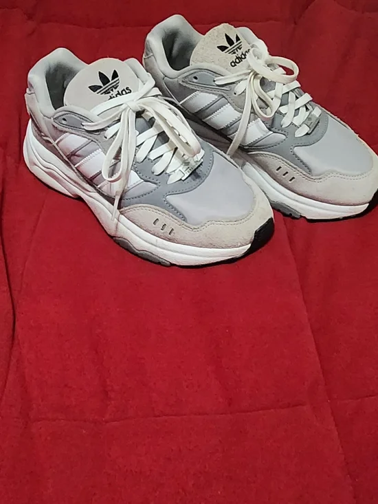adidas Men’s Sneakers in White and Gray with Black Accents