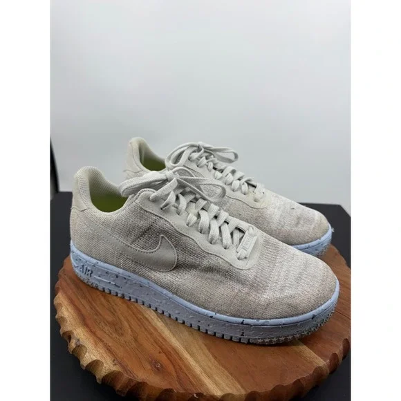 Nike Air Force 1 Crater Flyknit Sneakers Mens 10 Sail White DC4831-101 Speckled