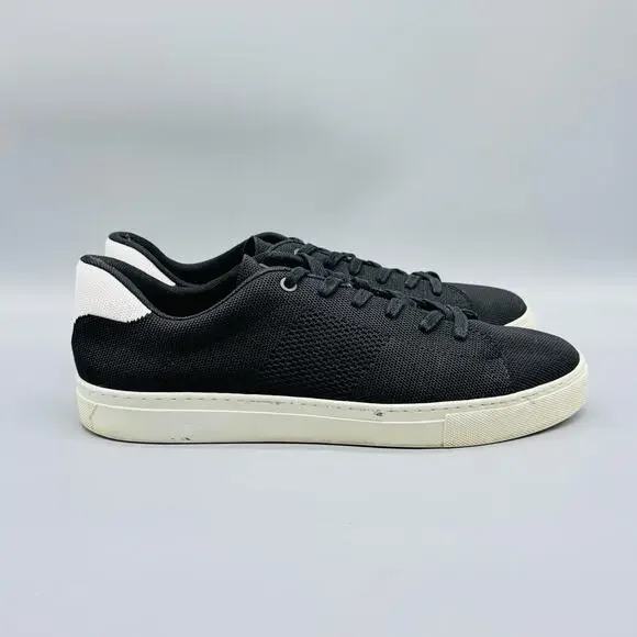 Greats Shoes Mens 10.5 Black White Knit Brooklyn Low Top Casual Lace Up Sneakers