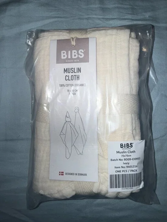 BIBS Denmark Organic Muslin Cloth 2 Pack NEW