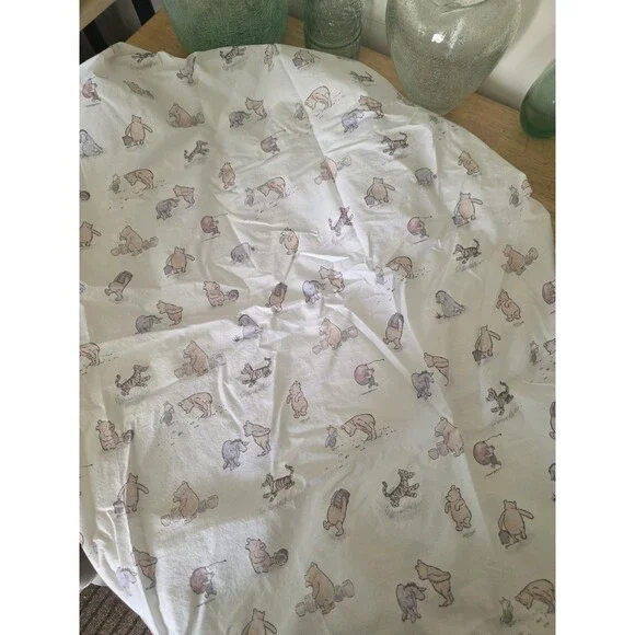 Disney Classic Pooh Winnie the Pooh Fitted Crib Sheet White w/ Winnie the Pooh