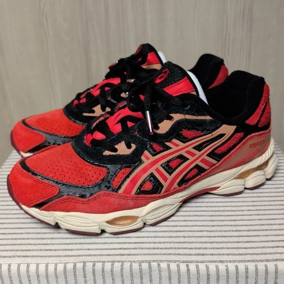 Asics x BLEACH Gel-NYC Renji Abarai Mens 8 Red Black Suede Excellent‎ 1203A724